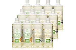 KieselGreen Bioéthanol 12 x 1 Litre Set (6x avec Parfum + 6x Inodore) pour Cheminée à l'éthanol - Bioéthanol comme Parfum - pour Cheminée à l'éthanol Bio intérieur ou feu de Table au Bioéthanol V