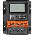 TKSE Solar Charge Controller, LCD Display PWM Regulator Double USB DC Discharge Waterproof Control Solar Panel Battery Regulator 12V‑24V(20A)
