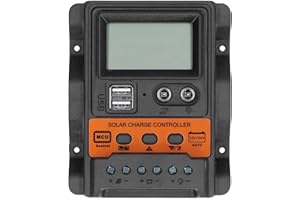 TKSE Solarladeregler, LCD-Display PWM-Regler Doppel-USB-DC-Entladung Wasserdichte Steuerung Solarpanel Batterieregler 12V-24V(20A)