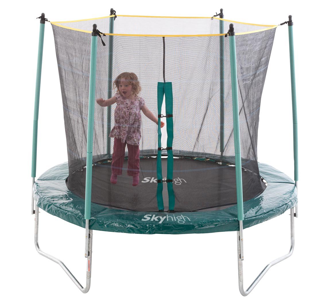8ft Trampoline with Safety Enclosure. Exciting Bounce with 48 Springs
