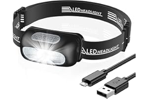 CIRYCASE Lampe Frontale, Torche Frontale LED Ultra Puissante avec 5 Modes d'Éclairage & Lumière Rouge, Étanche IPX4, Portable Lampe Poche Main Libre Rechargeable pour Pêche/Camping/Cyclisme/Randonnée