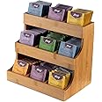 THEODORE Vertical Bamboo Tea Bag Organizer - Holds 180 Bags - Elegant Wooden Storage Box for Home, Office, Café - Caddy Also Holds Sugar Packets and Creamers