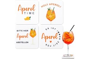 MEJOSER 4 Stück Aperol Untersetzer aus Filz Lillet Aperoli Geschenk für Aperolliebhaber Tischdeko Mottoparty Karneval Fasching Weihnachten Orange (Aperol)