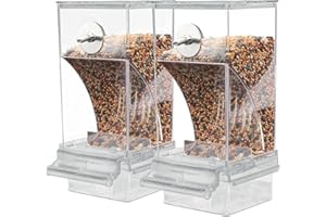 BIMHAYUU Automatic Anti Spill Acrylic Parrot Foraging Feeder, Transparent Container Cage Accessories for Most Birds - Parrot, Canary, Cockatoo (2 PCS)