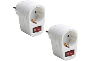 Meister Zwischenstecker 1-fach - 2 Stück im Set - Mit Schuko-Steckplatz - Beleuchteter Schalter - weiß - IP20 Innenbereich - Stromsparende Nutzung, Steckdosenadapter, Schukostecker, 7445050