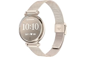 TRUMiRR Women's Bracelet Replacement for Garmin Lily 2 Smart Watch, Mesh Stainless Steel Metal Bracelet Cream Gold Sport Watch Strap for Garmin Lily 2 Only