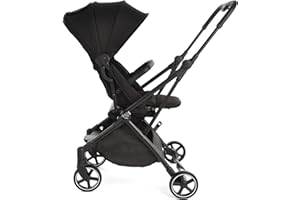 Baby Birds Owl 360° Stroller, Rotating Seat, Parent Facing Pram, One-Hand Self-Standing Compact Fold, Newborn to 22kg, Raincover and Travel Bag Included, Black