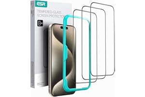 ESR iPhone 15 Pro Max folia ochronna na wyświetlacz ze szkła pancernego, 3 folie ochronne na wyświetlacz, zakrzywione krawędzie 2,5D, pełna ochrona wojskowa, odporność na zarysowania