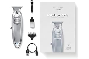 Brooklyn Blade® · Brooklyn Soap Company · profesjonalny trymer do brody do domu · trymer ze stali nierdzewnej z 5 nasadkami do wszystkich długości brody
