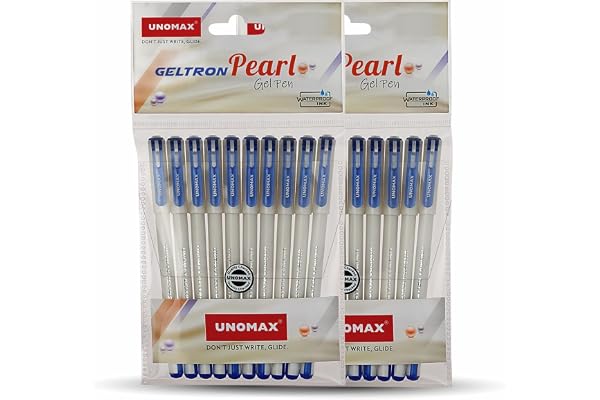 UNOMAX Geltron Pearl 20 (20 Blue) Professional Ergonomic Design for Daily Use, Exam-Friendly Fast-Flowing Ink, Writing Precision, Budget-Friendly,