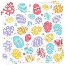 40 Tovaglioli Di Carta Pasquali - Forma Uova E Conigli, 16.5x16.5cm, USA E Getta, Decorazione Tavola - Foto 6