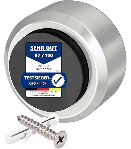 EVI Herrajes Designer Wandtürstopper – Linear Gerändelt, Edelstahl, 28x28 Mm, Klebe- Oder Schraubmontage