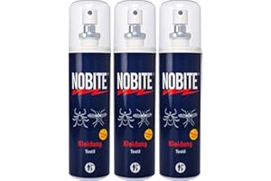 NOBITE Spray Permetrina per Abiti 100 ml (3 pezzi) – Repellente Antizanzare e Zecche per Vestiti – Protezione Tropicale per Viaggi e Campeggio