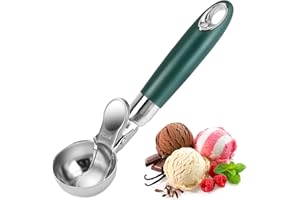 THKO Cuillère à Glace, 20x5x2.7cm Grande Inoxydable Ice Cream Scoop Vert Foncé Cuillere Glace Boule Accessoires à Glace, Cuillere à Glace Longue avec éjecteur Boulier Glace Cuillère à Crème Glacée
