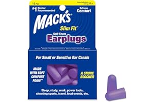 Tapones para los oídos ajustados de espuma suave Safesound Slim Fit de Mack's, paquete de 10 pares