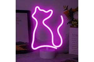 ASLANKA Cat Neon Light, Bedroom Night Light, LED Light Signs Powered by Battery/USB, Light Decoration for Christmas Birthday Party Bedroom Table Lamp Children Gifts