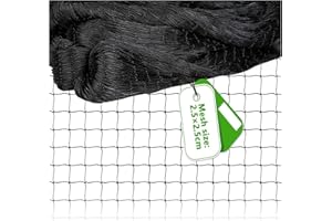 alouweekuky Malla Antipajaros 15 m x 15 m, Malla Antipalomas Negra, Red de Protección para Pájaros Protección de Plantas, árboles, Frutas, Verduras, Estanque, Control de Aves(Malla de 2.5 x 2.5 cm)