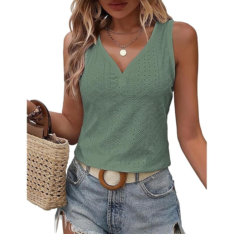 Tank Top Damen Mit Spitzen-V-Ausschnitt – ärmelloses Sommer-Shirt Aus Atmungsaktivem Stoff Für Casual Looks