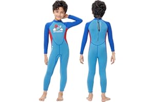 LANSRU Muta per bambini per ragazzi e ragazze 2,5 mm in neoprene Costume intero a maniche lunghe per tutto il corpo, protezione UV Tenere al caldo per immersioni subacquee Snorkeling Nuoto Pesca