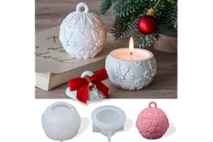 YODOYO Silikonformen Gießformen Weihnachten, Schneeflocke Ball mit Deckel Gießformen Silikon Kerzenbehälter, Süßigkeiten Box, Schmuck Box für Beton, Gips Epoxidharz Formen, DIY Weihnachtsdeko
