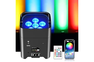 PUZILOZA 108W par led foco batería recargables, RGBWA+UV 16.7 millones colores luce discoteca con Mando a distancia/APP/DM/IR/2.4GHz Iluminación de escenario para fiesta DJ Bar Boda Cumpleaños
