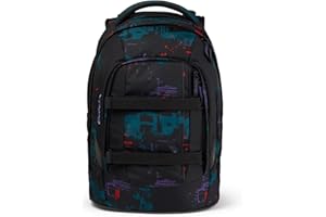 satch pack Schulrucksack Schulrucksack ab 5. Klasse ergonomisch 30L Stauraum standfest Organisationstalent Night Vision - Schwarz