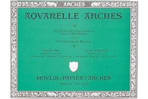 ARCHES 31 x 41 cm 300 GSM Cold Pressed Glued on 4 Sides Block Watercolour Paper - Natural White (Pack of 20 Sheets)