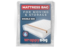 WRAPPYBAG – Heavy Duty Mattress Cover Bag – Waterproof Plastic Protector for Moving, Storage & Transport – Double Size
