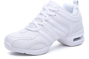 RHSMQ Scarpe da Ballo Danza Quadrata Danza Moderna, Superficie della Maglia, Traspirante, Confortevole, Fondo Morbido, Alta Moda, Sport, Tempo Libero, Jazz, Scarpe da Ballo Hip-Hop(44, White)