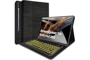 Wineecy Retroilluminato Tastiera Custodia per Samsung Galaxy Tab S8 Ultra 14.6 Pollici 2022 SM-X900/X906 [Layout Italiano] - Slim Cover con Rimovibile Magnetica Wireless Bluetooth Keyboard (S8 Ultra)