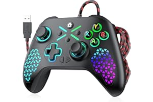 TURPOW Wired Controller for PC, PC Gamepad Controller with RGB Vibration Programming Turbo for PC Windows 10/11 -Black Myth: Wukong(Black)