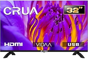 CRUA 32 Inch Smart TV 2024 – VIDAA TV with HD Display, Built-in Netflix/YouTube/Prime Video, Wi-Fi, HDMI/USB, Energy Efficient, Perfect for Living Room or Bedroom