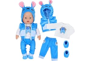 CARREUTY 4 piezas de ropa de muñeca para muñeca de 14 a 18 pulgadas, conjuntos de muñeca Alien Dog con chaqueta, chaleco, pantalones y calcetines, ropa de muñeca compatible con muñecas recién nacidas de 35 a