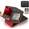 Tearmier MTG Commander Deck Box, Game Card Storage Deck Box Case 100 Double Sleeved Cards Fit Come with 2 Card Dividers, PU Leather Cards Storage Box, Card Storage Box Magic Commander Fits, Black Red