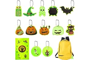 TOPJOWGA Pendentifs Réfléchissants Halloween, 12 Pièces Réflecteurs de Sécurité pour Enfant, Porte-clés Réflecteur, Sécurité Pendentif Réfléchissant pour Cyclisme, Marche