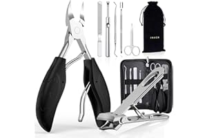 INXEN Coupe Ongle Set Professionnel, 7Pcs Pince Coupe Ongle Set Pour Pied Ongle Épais et dur Incarné, Super Pointu Coupe Ongle ou Ncarnés Ciseaux Ongles