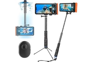 ShellBox wasserdichte Selfie Stick with wasserdichte Handyhülle Set Unterwasser Wasserfeste Handyhülle Schwimmen Baden Tauchen Surfen Bootfahren Compatible iPhone 16e 16 15 14 13 Pro Max Samsung S25