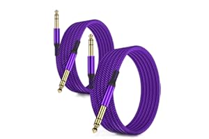 RUXELY 6,35mm TRS Gitarrenkabel 3M 2Stück,1/4" Stecker Stereo Instrumentenkabel,6.3 Klinke Guitar Cable,Symmetrische Audio kabel für E-Gitarre,Bässe,Tastaturen,Mixer,Verstärker,Lautsprecher