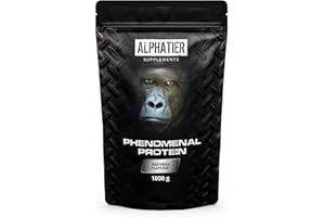 ALPHATIER SUPPLEMENTS Proteine con BCAA e EAA Neutro 1000 g Polvere proteica - 88% di proteina senza edulcoranti Alphatier Phenomenal Protein Powder Isolato Soia Aminoacidi senza Glutine Lattosio