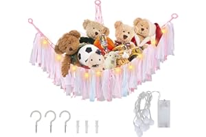 GGISUI Hamaca De Juguete Para Animales De Peluche, Hamaca de Malla Organizador de Juguetes y Peluches Hamaca para Guardar Juguetes Red de Almacenamiento de Juguetes con 3 Ganchos y 3 Ventosas