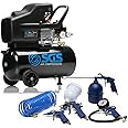 SGS 24 Litre Direct Drive Air Compressor with 5 Piece Tool Kit – Heavy Duty for DIY and Garage Use, 2.5HP, 9.6 CFM, 115 PSI