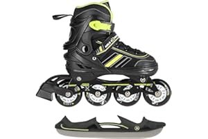 FIT4FORM 2in1 Inlineskates/Schlittschuhe Nils Extreme Spirit Schwarz/Lime ABEC7 Gr. 34-38 verstellbar