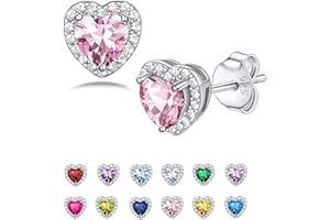 Seleneva Birthstone Stud Earrings for Women Sterling Silver Dainty Earrings Crystal Zirconia Stud Earrings Birthday Christmas Valentine's Day Jewellery Gifts for Mum Sisters Girlfriend