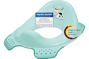 KINDERWELT Premium Kinder-Toilettensitz Funny Farm Aquamarin para Niño Pequeño Estable Asiento de Inodoro con Anti-rutsch-funktion