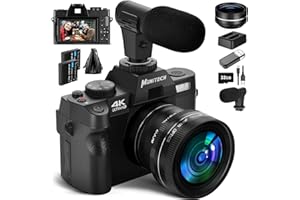 Monitech 48MP Digital Camera 4K Video Camera Reversible Display Point and Shoot Cameras for Photography 16X Digital Zoom Digital Cameras for Photography Vlogging Camera for YouTube with 32GB SD Card