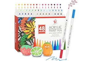 TBC The Best Crafts Pennarelli Acrilici Per Dipingere Sassi, 48 Colori Pennarello Acrilico, Pennarelli Per Legno, Ceramica, Vetro