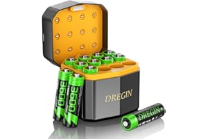 Dregin Lithium AA Rechargeable Batteries 12 Pack with Charger, 1.5V 3600mWh High Capacity AA Batteries, 2000 Cycles Long Lasting Li-ion Batteries with Charing Storage Box(Green)