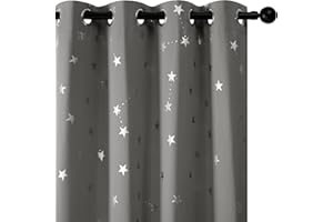 Deconovo Blackout Curtains 90 Drop Home Decorative Silver Little Star Thermal Insulated Curtains for Living Room 46 x 90 Inch Light Grey 2 Panels