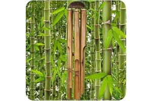 ‎SIMANDRA Windspiel Klangspiel Bambus Deko Mobile Klangröhren Klang-Spiel Entspannung Garten Türglocke Feng Shui 80 cm