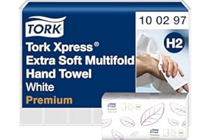 Tork 100297 Asciugamani intercalati Xpress Extra Soft Premium Quick Dry, 2 veli, compatibili con sistema H2, 21 x 100 asciugamani (34 x 21 cm)
